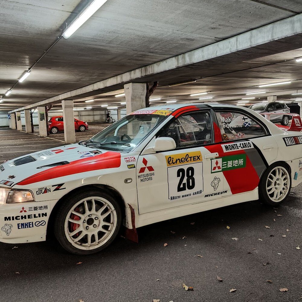 The Evo IV in its period Monte Carlo rally livery